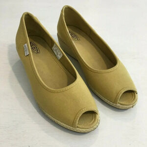 Keen Cortona Yellow Green Wedge Peep Toe Vegan Heel Women's US 6.5 Shoe 1012414